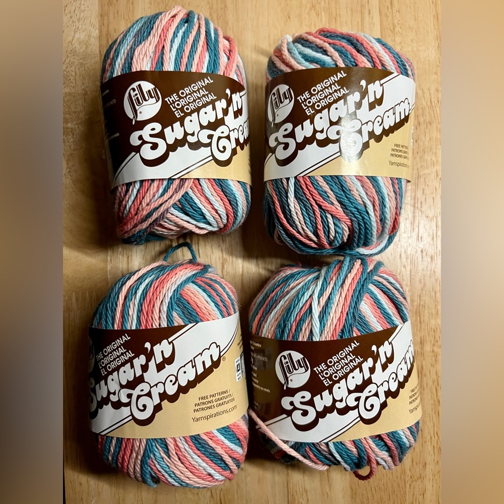 🧶 Lily Sugar'n Cream Cotton Yarn - 100% Cotton in Coral Seas - 4 skeins 🧶 NWT!!!